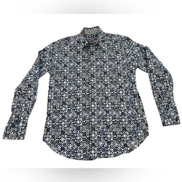 Robert Graham Men’s Small, Blu/wht, Pierson Geometric, Long Sleeve, Button down - Picture 1 of 9